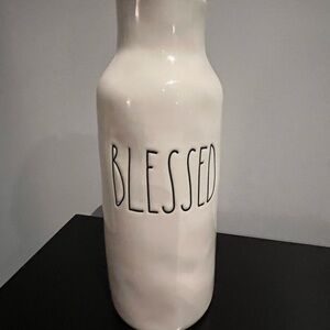 Like new: Rae Dunn White Ceramic Vase with 'Blessed' Inscription